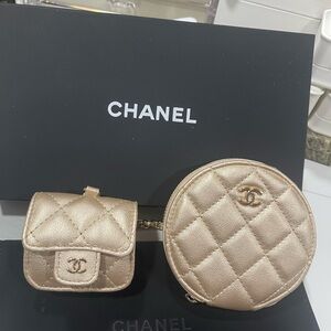 Chanel Beauty Gold Quilted Mini Bag Set GWP